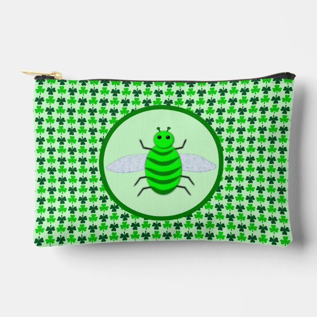 Pochette À Accessoires Saint Patricks Day Bee et Shamrocks (Recto)