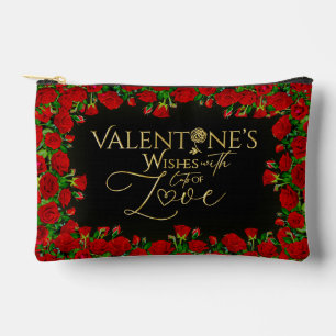 Pochette À Accessoires  Saint-Valentin Or Rose Rouge Calligraphie Dorée P