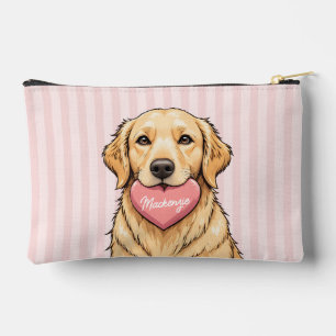 Pochette À Accessoires Saint-Valentin Personnalisé Chien Mignon avec Cœur