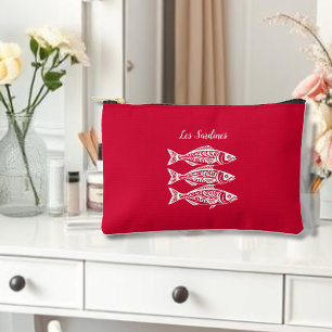 Pochette À Accessoires Sardines-Hawaïen-Pêcheur-Coeur-Cerisier Rouge