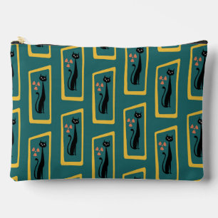 Pochette À Accessoires Schrödinger's Cat Mid Century bleu foncé moderne