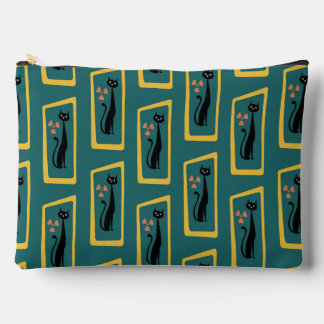 Pochette À Accessoires Schrödinger's Cat Mid Century bleu foncé moderne
