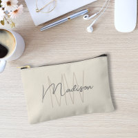 Script de nom de monogramme moderne crème