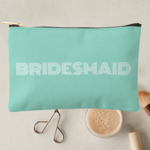 Pochette À Accessoires Seafoam Typographie moderne Bridesmaid