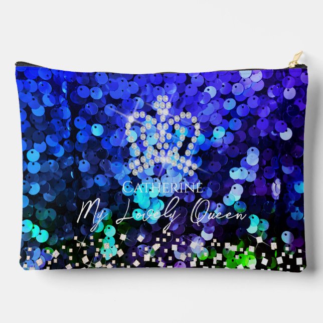 Pochette À Accessoires Séquence de couronne brillante bleu (Verso)