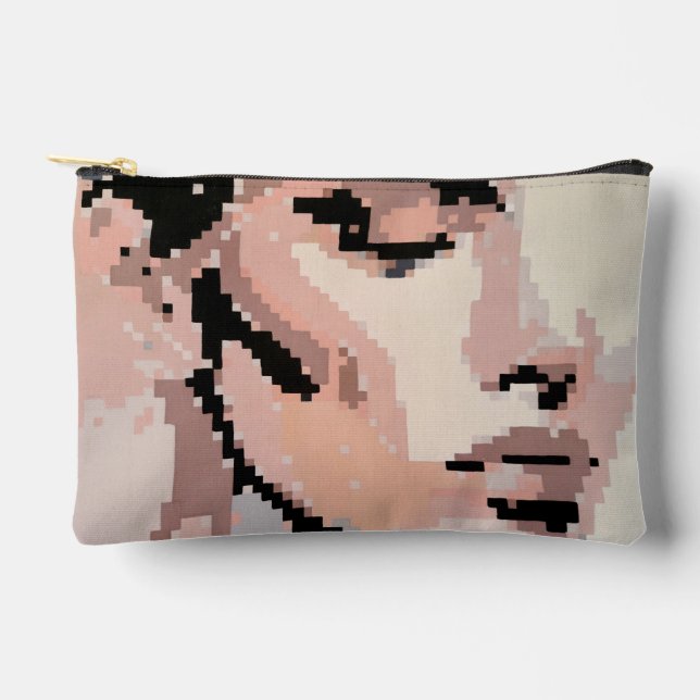 Pochette À Accessoires Sérénité Portrait Moderne Neutre Pixel Art (Recto)