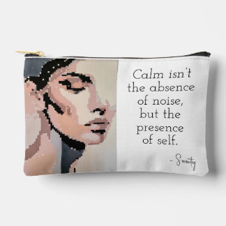 Pochette À Accessoires Serenity Moderne Neutre Pixel Art Portrait