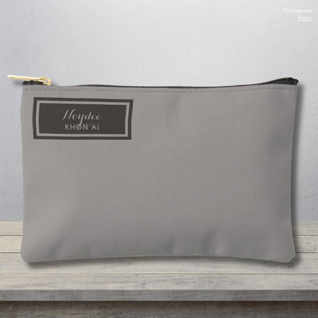 Pochette À Accessoires Sérieux Classique Minimal Simple Gris (Créateur téléchargé)