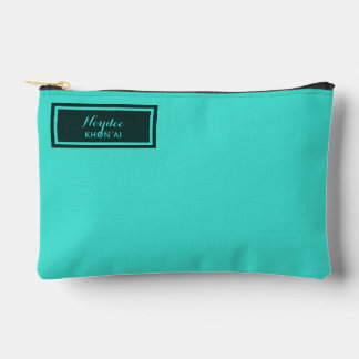 Pochette À Accessoires Sérieux Classique Minimal Simple Turquoise