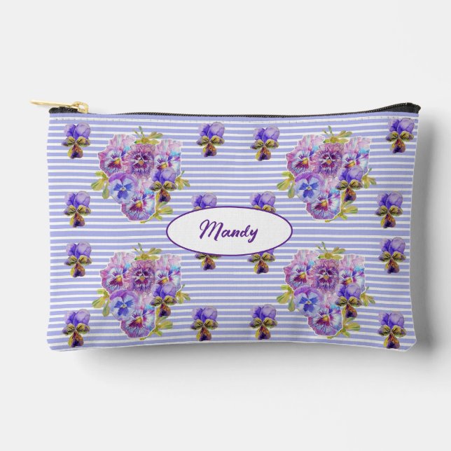 Pochette À Accessoires Shabby Pansy Purple Flower Floral Womans Name (Recto)