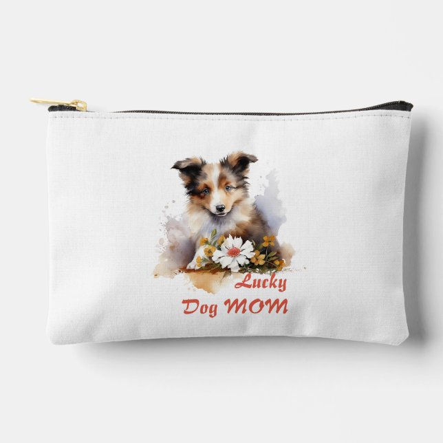 Pochette À Accessoires Shetland Sheepdog Chiot Pet Aquarelle (Recto)