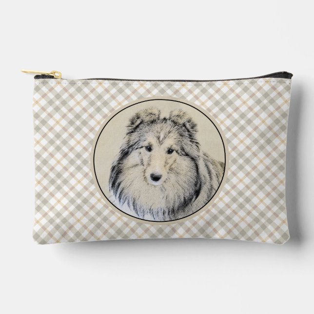 Pochette À Accessoires Shetland Sheepdog Puppy Peinture Sheltie Chien Art (Recto)