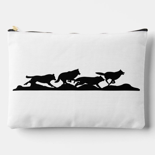 Pochette À Accessoires Silhouette de Wolf Noir en course avec le pack (Recto)