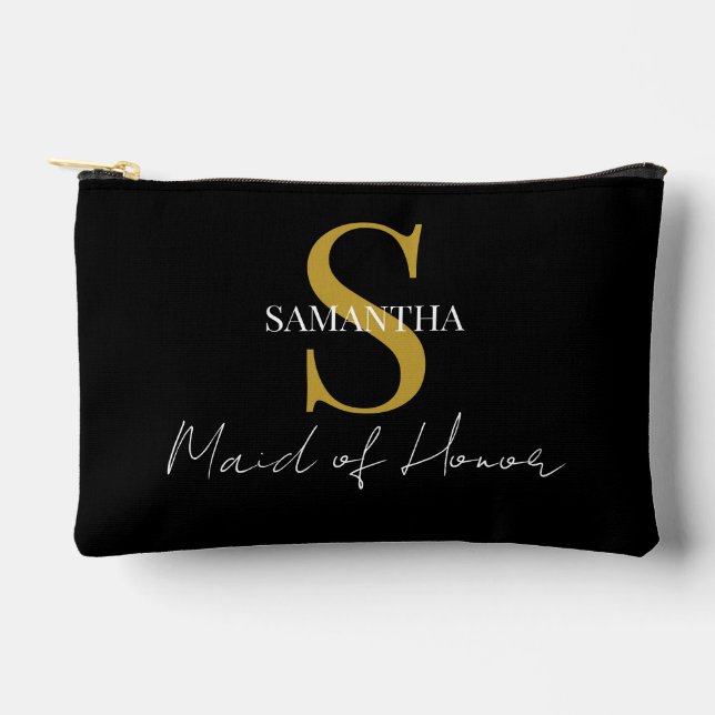 Pochette À Accessoires Simple Maid of Honor cadeau monogramme, nom (Recto)