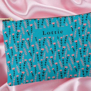 Pochette À Accessoires Simple Moderne Motif Floral Noir et Rose