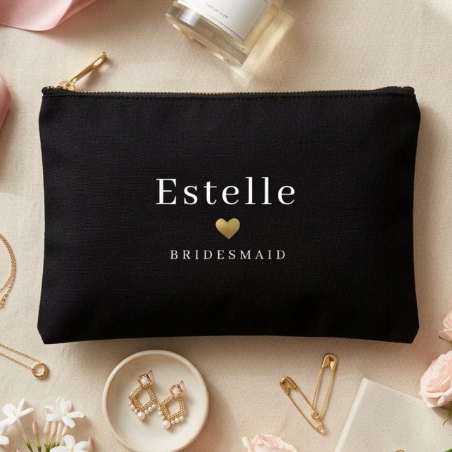 Pochette À Accessoires Simple Monogramme et Cœur en Or  (Créateur téléchargé)