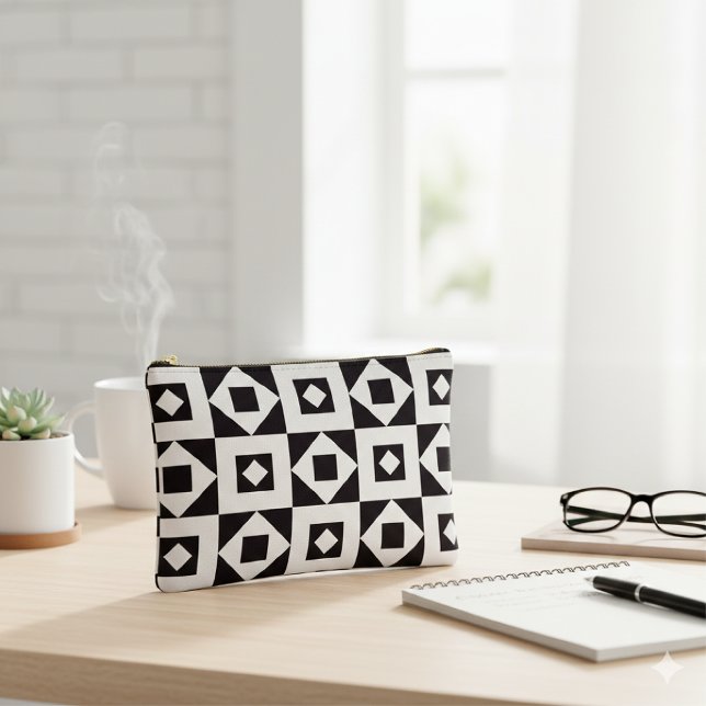 Pochette À Accessoires Simple Patch noir & blanc Impression coupée Coudre (Créateur téléchargé)