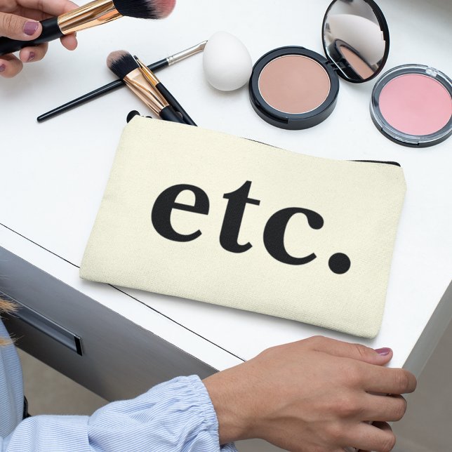 Pochette À Accessoires Simple propre Beige & Noir etc. Script (Créateur téléchargé)