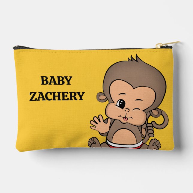 Pochette À Accessoires Singe Personnalisé Jaune (Verso)