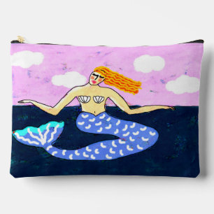 Pochette À Accessoires Sirène d'art Abstrait de la mer Bleue profonde