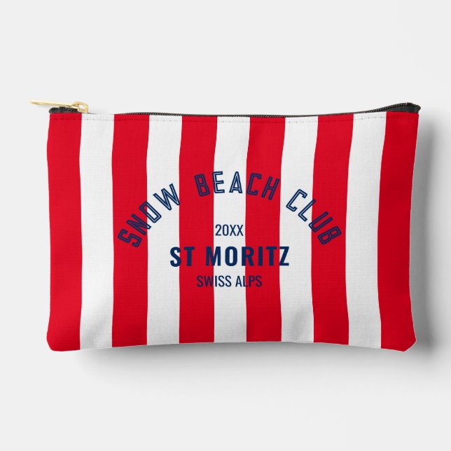 Pochette À Accessoires Snow Beach Club Red Cabana Stripe hiver (Recto)