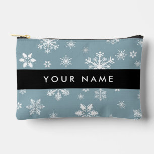 Pochette À Accessoires Snowflakes blanc, Grey, Votre nom, Personnaliser