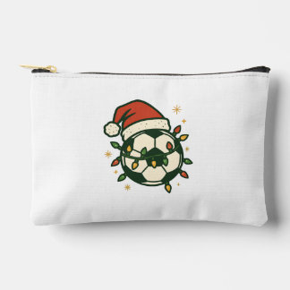 Pochette À Accessoires Soccer Ball Christmas Lights Santa Hat Funny 