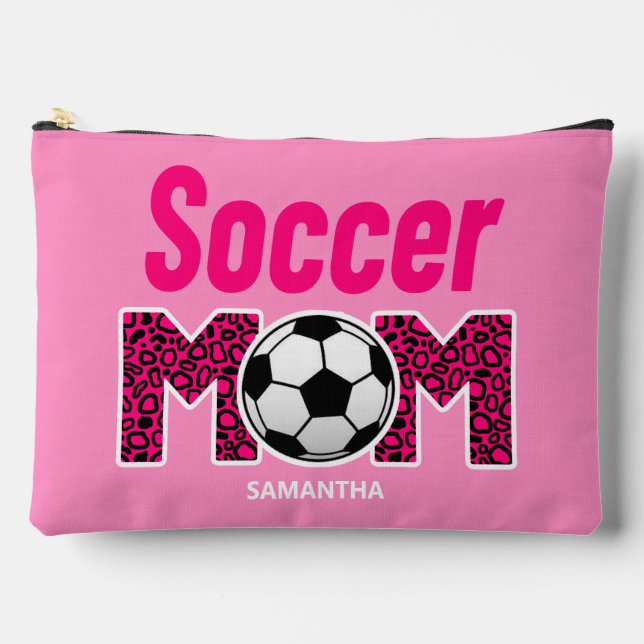 Pochette À Accessoires Soccer personnalisé Maman Nom Fête des mères (Recto)