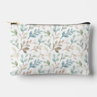 Pochette À Accessoires Soft Sage and Ochre Watercolor Leaves Pattern