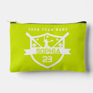 Pochette À Accessoires Softball personnalisé avec le nom de l'équipe et d