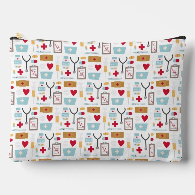 Pochette À Accessoires Soins infirmiers médecin icônes médicales pilules  (Recto)