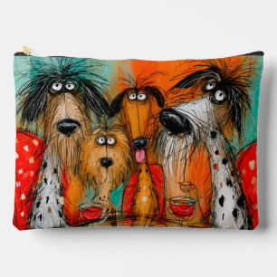 Pochette À Accessoires Soirée de jeu de chiens joueurs avec du vin