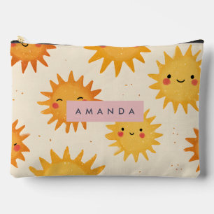 Pochette À Accessoires Soleil souriant et gai personnalisé