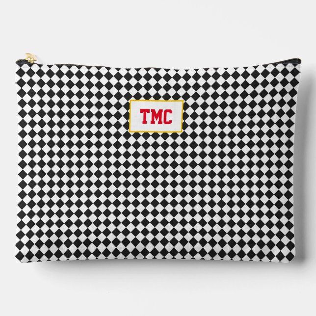 Pochette À Accessoires Sports Check Motif INITIALES Équipe Couleurs Voyag (Recto)