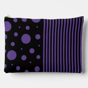 Pochette À Accessoires Spots et rayures en violet et noir