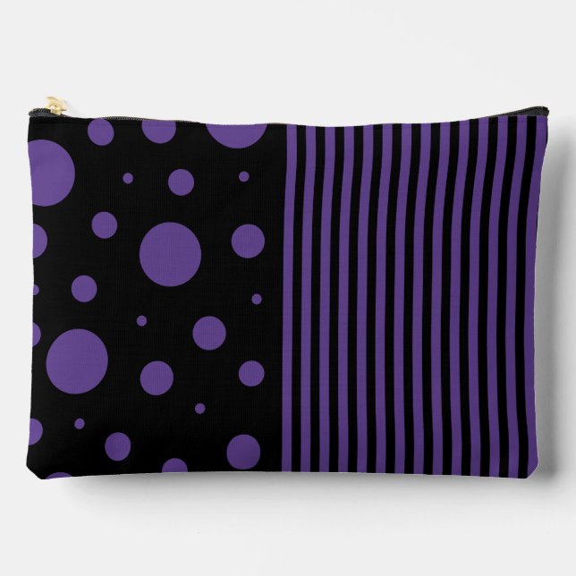 Pochette À Accessoires Spots et rayures en violet et noir (Recto)