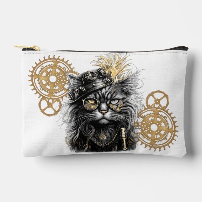 Pochette À Accessoires Spunky Paws Le Chat Steampunk Funky  (Recto)