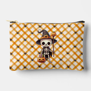 Pochette À Accessoires Squelette d'Halloween blanc mignon