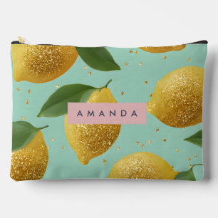 Pochette À Accessoires Style de citron pailleté pastel personnalisé