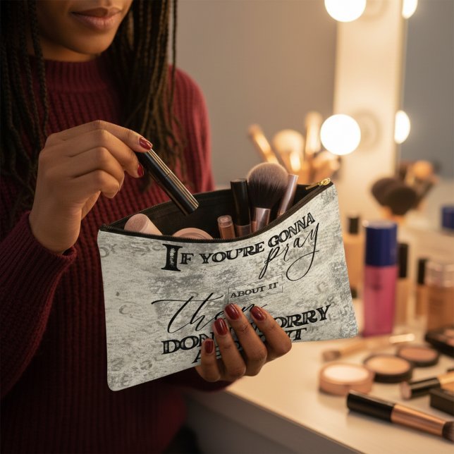 Pochette À Accessoires Style de foi chrétienne : Priez et ne vous inquiét (When your makeup bag speaks life into your morning routine.)