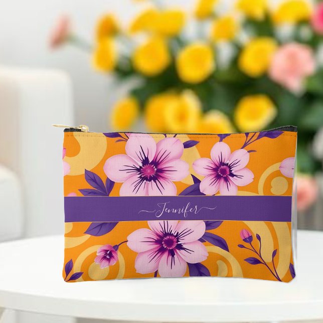 Pochette À Accessoires Style Floral-Dopamine Été Vibrant - (Vibrant Summer Floral-Dopamine Style- Personalized Accessory Pouch)