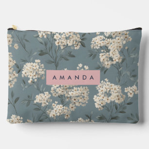 Pochette À Accessoires Style Floral Personnalisé Fleur d'Amandier Bleu Cl