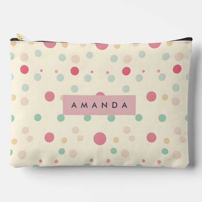 Pochette À Accessoires Style Pastel Personnalisé à Points (Recto)