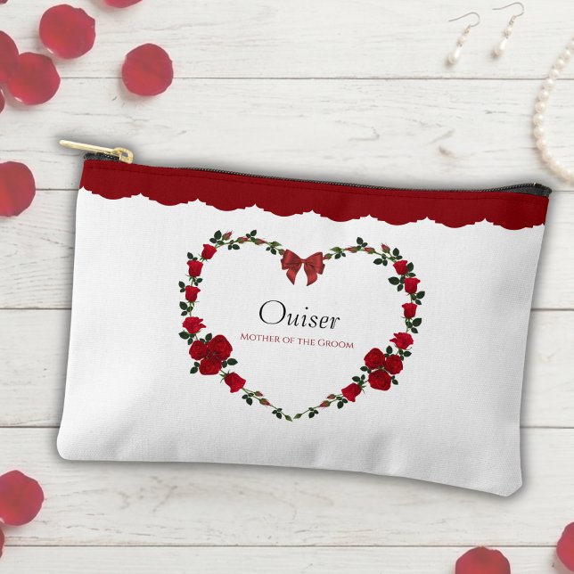 Pochette À Accessoires Stylish Red Roses Mother of Groom Cosmetic Bag (Sophisticated and practical, this floral pouch is a lovely thank-you for the Mother of the Groom.)