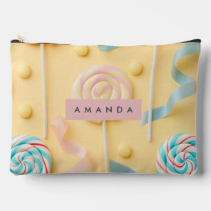 Pochette À Accessoires Sucette pastel personnalisée en spirale de bonbons