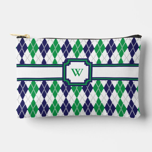 Pochette À Accessoires Sur le vert Argyle (Recto)