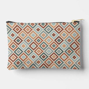 Pochette À Accessoires Symbole bloc aztèque Motifs Teals Crm Terracottas