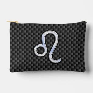 Pochette À Accessoires Symbole de Leo Zodiac sur le socle de carbone du c