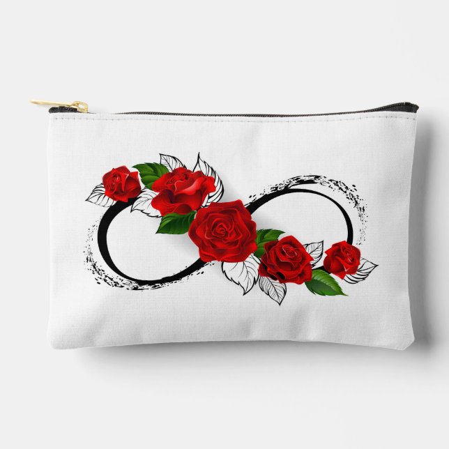 Pochette À Accessoires Symbole d'infini avec les roses rouges (Recto)