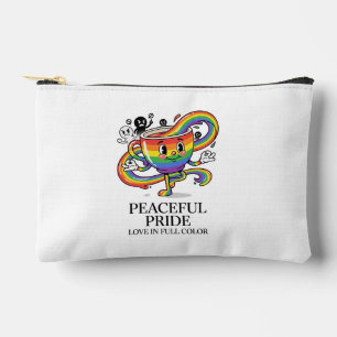 Pochette À Accessoires T-Shirt Tasse de Café Arc-en-Ciel Fière Paix Rétro